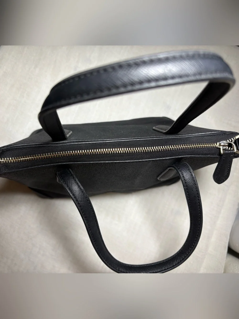 Kate Spade Glimmer Small Zip Satchel Black Glitter Crossbody Handbag KE460